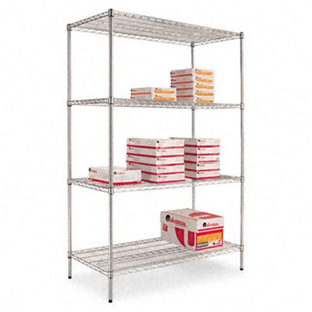 Alera Technologies Alera  Industrial Wire Shelving Starter Kit  4 Shelves  48w x 24d x 72h  Silver SW504824SR